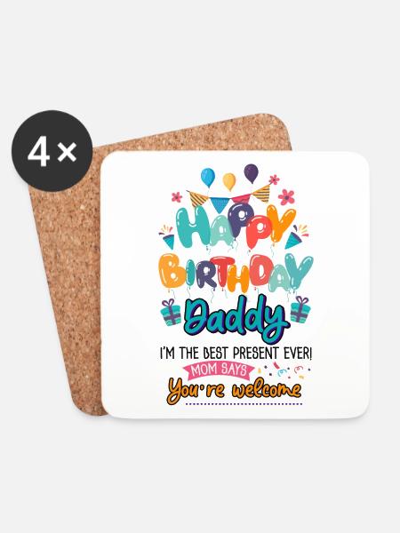 Happy Birthday Daddy Baby Bodysuit - Untersetzer (4er-Set) - Weiß