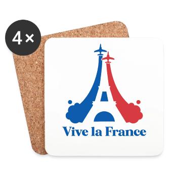 Vive La France Drapeau Français Fier Paris - Dessous de verre (lot de 4) - blanc - Devant