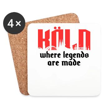 KÖLN Where Legends Are Made - Köln - Legenden - Kö - Untersetzer (4er-Set) - Weiß - Vorne