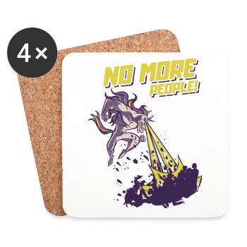 Einhorn No more People Ich hasse Menschen Ironie - Untersetzer (4er-Set) - Weiß - Vorne
