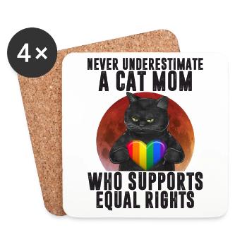 LGBT Cat Mom Support Equal Rights - Dessous de verre (lot de 4) - blanc - Devant