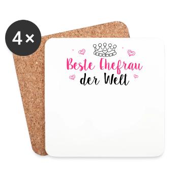 Beste Ehefrau der Welt - Ehefrau - Hochzeitstag - - Untersetzer (4er-Set) - Weiß - Vorne