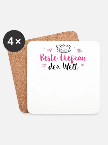 Beste Ehefrau der Welt - Ehefrau - Hochzeitstag - - Untersetzer (4er-Set) - Weiß