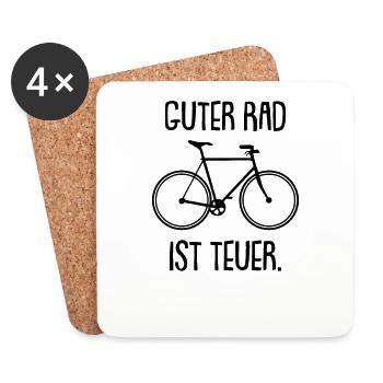 Guter Rad ist teuer, Fahrrad - Fahrrad - Lustiger - Untersetzer (4er-Set) - Weiß - Vorne