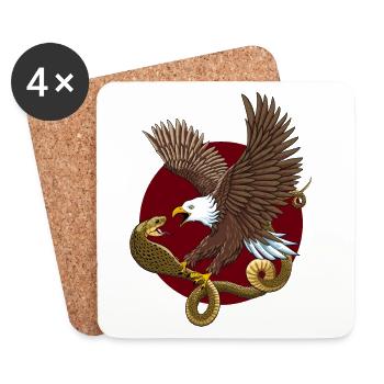 Adler und Schlange - Untersetzer (4er-Set) - Weiß - Vorne