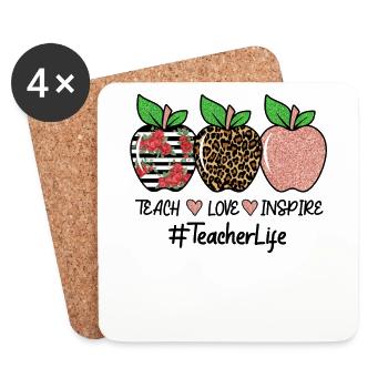 Teach Love Inspire Teacher Life - Untersetzer (4er-Set) - Weiß - Vorne