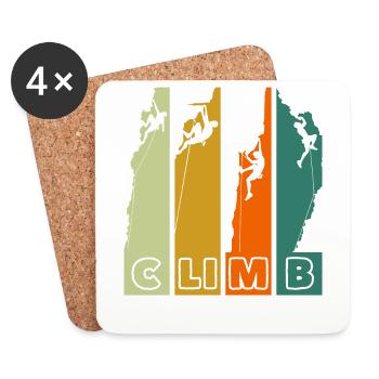 Climb Bergsteigen Klettern Retro - Untersetzer (4er-Set) - Weiß - Vorne