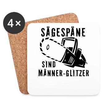 Sägespäne sind Männerglitzer Kettensäge Motorsäge - Untersetzer (4er-Set) - Weiß - Vorne