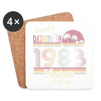Retro Vintage Legendär Geburtstag Dezember 1983 - Untersetzer (4er-Set) - Weiß - Vorne