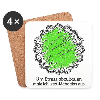 Um Stress abzubauen male ich jetzt Mandalas aus - Untersetzer (4er-Set) - Weiß - Vorne