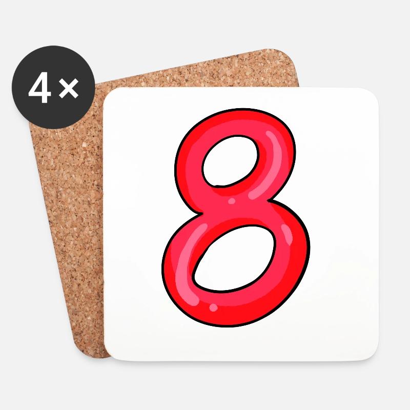 8 rot - Untersetzer (4er-Set) - Weiß