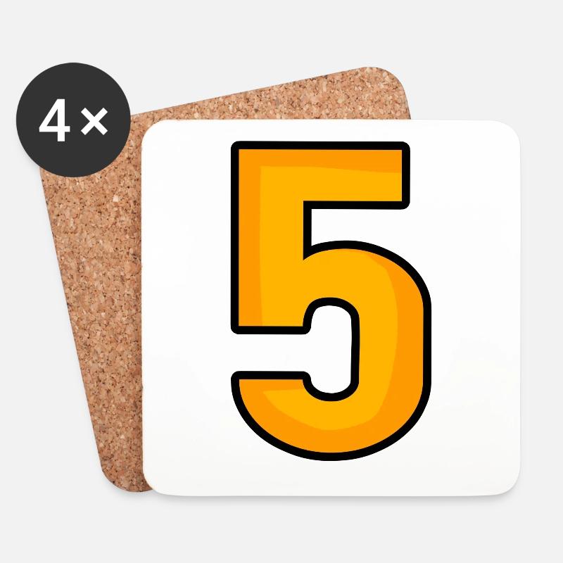 Nummer 5 - Untersetzer (4er-Set) - Weiß