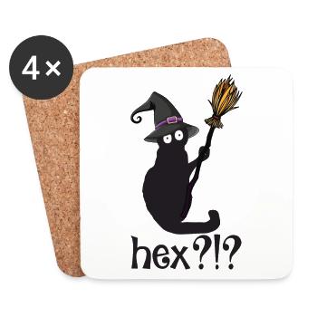 Hex Witch Cat Halloween - Coasters (set of 4) - white - Front