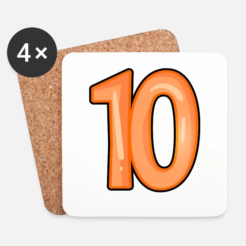 Nummer 10 - Untersetzer (4er-Set) - Weiß
