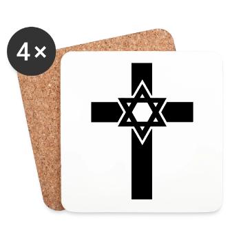 Kreuzen Davidstern Geschenk Spruch Jewish Hanukkah - Untersetzer (4er-Set) - Weiß - Vorne
