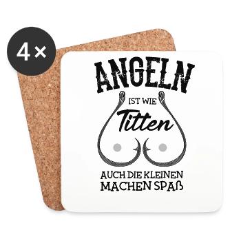 Angeln ist Wie Titten auch die kleinen machen Spas - Untersetzer (4er-Set) - Weiß - Vorne