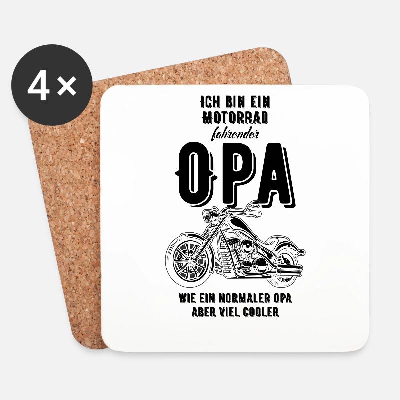 Ich bin ein Motorrad fahrender Opa - Untersetzer (4er-Set) - Weiß
