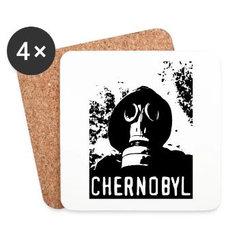 Chernobyl Gas Mask Radiation Roentgen USSR - Coasters (set of 4) - white - Front