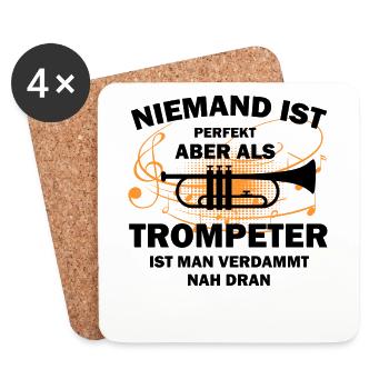 Trompete Trompeter - Untersetzer (4er-Set) - Weiß - Vorne