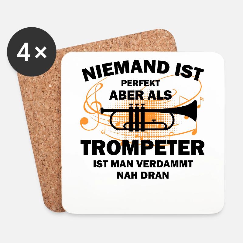 Trompete Trompeter - Untersetzer (4er-Set) - Weiß
