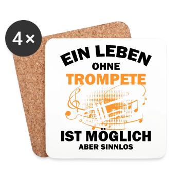 Trompete Trompeter - Untersetzer (4er-Set) - Weiß - Vorne