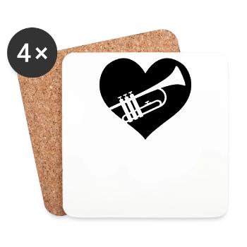 Trumpet Trumpeter - Coasters (set of 4) - white - Front