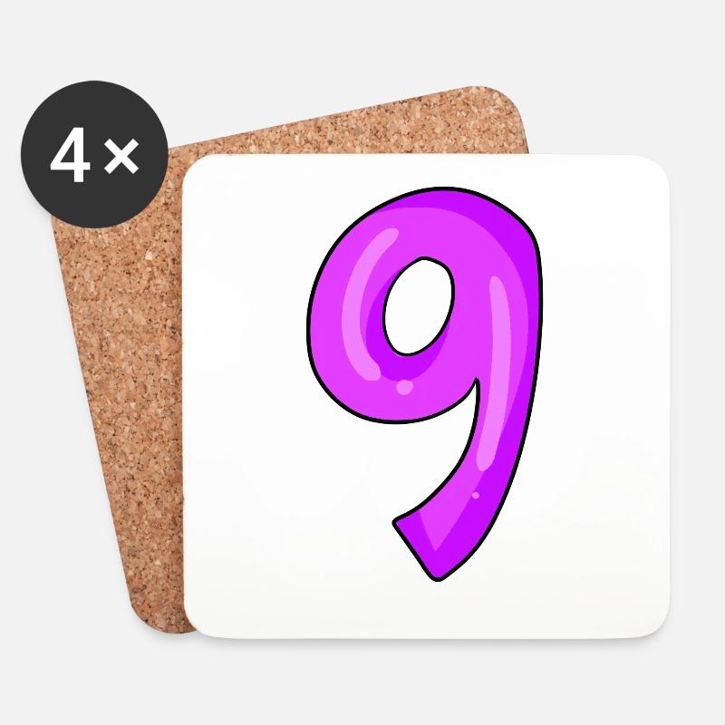 Nummer 9 - Untersetzer (4er-Set) - Weiß
