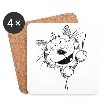 Funny cat laughs - Coasters (set of 4) - white - Front