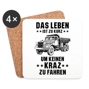 La vie est trop court KrAZ camionneur soviétique - Dessous de verre (lot de 4) - blanc - Devant
