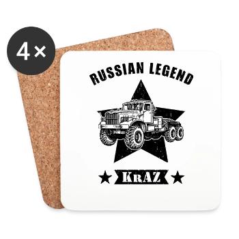 La légende russe KrAZ camionneur soviétique - Dessous de verre (lot de 4) - blanc - Devant
