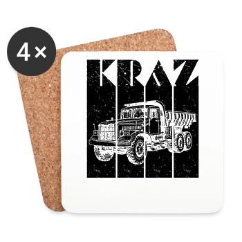 Vintage KrAZ camionneur soviétique profession USSR - Dessous de verre (lot de 4) - blanc - Devant