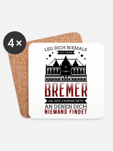 Bremen - Bremer - Untersetzer (4er-Set) - Weiß