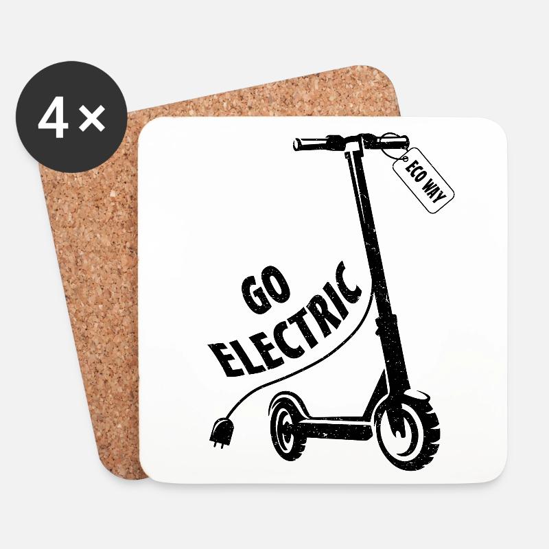 Go electric eco way Scooter Sport Hobby Roller - Untersetzer (4er-Set) - Weiß