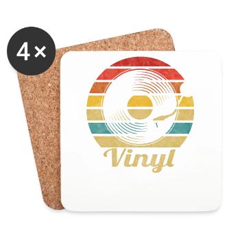 Vinyle Vintage Retro Music Record LP - Dessous de verre (lot de 4) - blanc - Devant