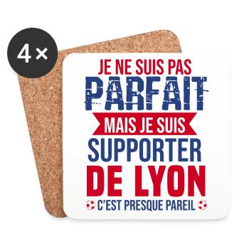 Cadeau Supporter Lyon Foot Lyonnais Humour - Dessous de verre (lot de 4) - blanc - Devant