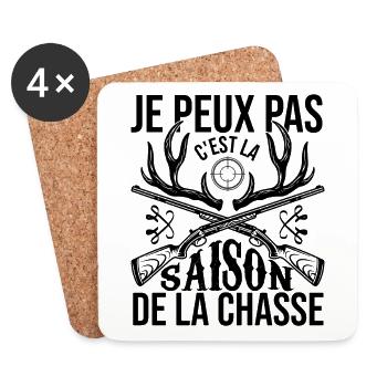 Je Peux Pas C'est La Saison De La Chasse Humour - Dessous de verre (lot de 4) - blanc - Devant