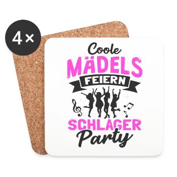 Coole Mädels Feiern Schlager Party - Untersetzer (4er-Set) - Weiß - Vorne
