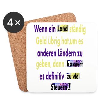 Zu viele Steuern - Untersetzer (4er-Set) - Weiß - Vorne