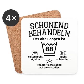 Schonend Behandeln 88 Geschenk Zum 88. Geburtstag - Untersetzer (4er-Set) - Weiß - Vorne