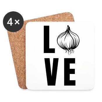 J’aime les oignons J’aime les cadeaux d’oignons en disant - Dessous de verre (lot de 4) - blanc - Devant