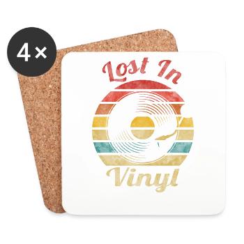 Lost In Retro Vinyl Vintage - Untersetzer (4er-Set) - Weiß - Vorne