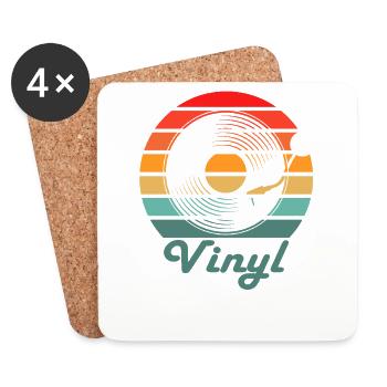 Retro Vinyl Musik Vintage Schallplatte LP - Untersetzer (4er-Set) - Weiß - Vorne