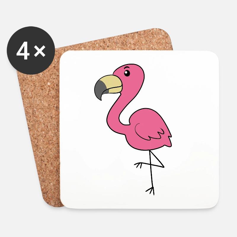 Flamingo - Untersetzer (4er-Set) - Weiß