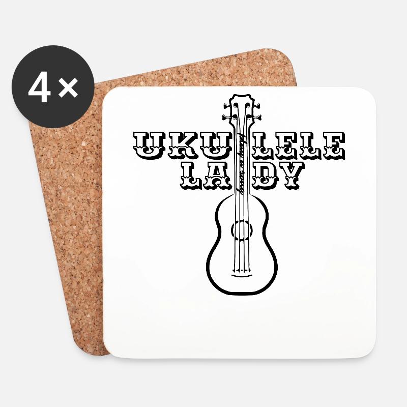 Ukulele Lady - Untersetzer (4er-Set) - Weiß
