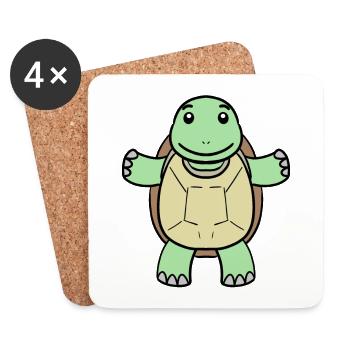 Schildkröte - Untersetzer (4er-Set) - Weiß - Vorne