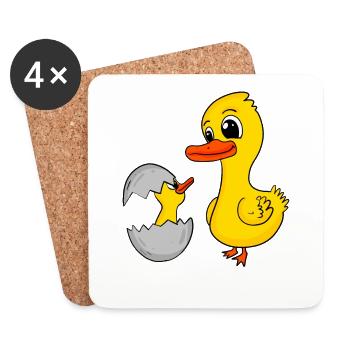 Duck with baby duck - Coasters (set of 4) - white - Front