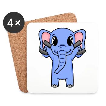 Elephant Fitness Motivation Gym Gift - Coasters (set of 4) - white - Front