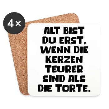 Geburtstag Geschenk Geburtstagskind Rente Abschied - Untersetzer (4er-Set) - Weiß - Vorne