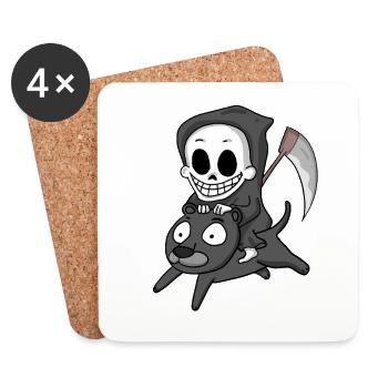 Grim Reaper and Black Panther - Coasters (set of 4) - white - Front