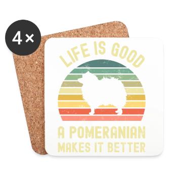 Dog Pomeranian - Coasters (set of 4) - white - Front